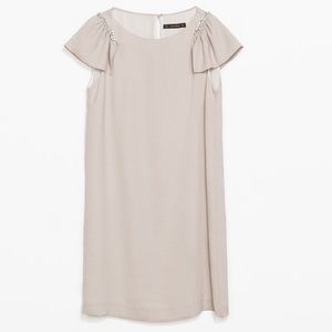 Zara nude dress with chain shoulder detail